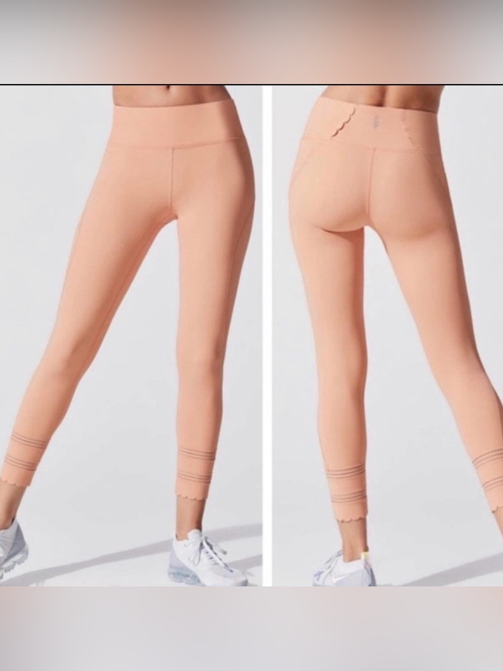 FP Movement by Free People Rust-Beige Scallop Hem Leggings